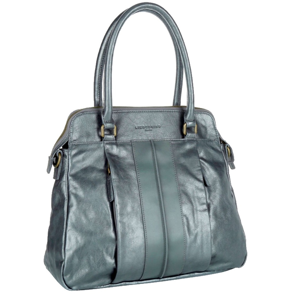 EUC! Discontinued RARE Liebeskind Karla Tote Glossy Metallic French Gray purse